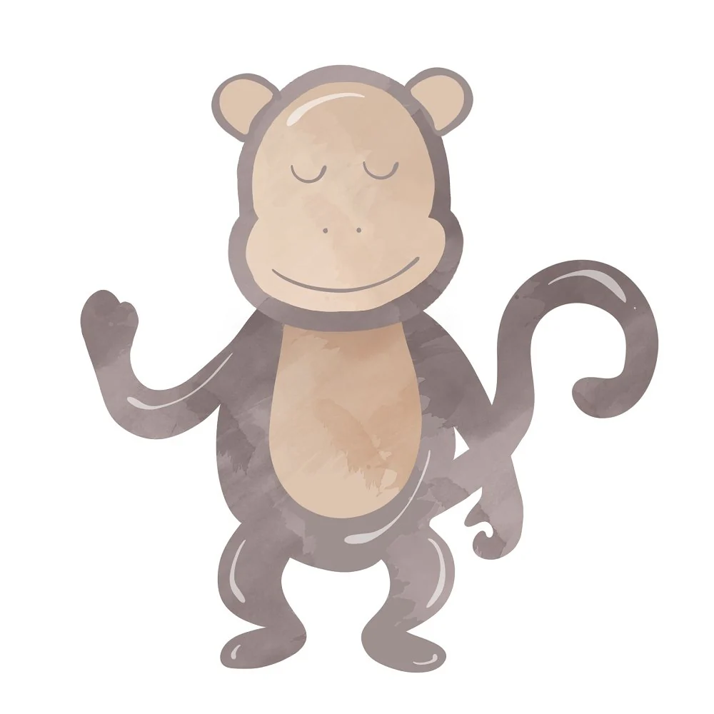 Watercolor Baby Monkey Fabric Panel