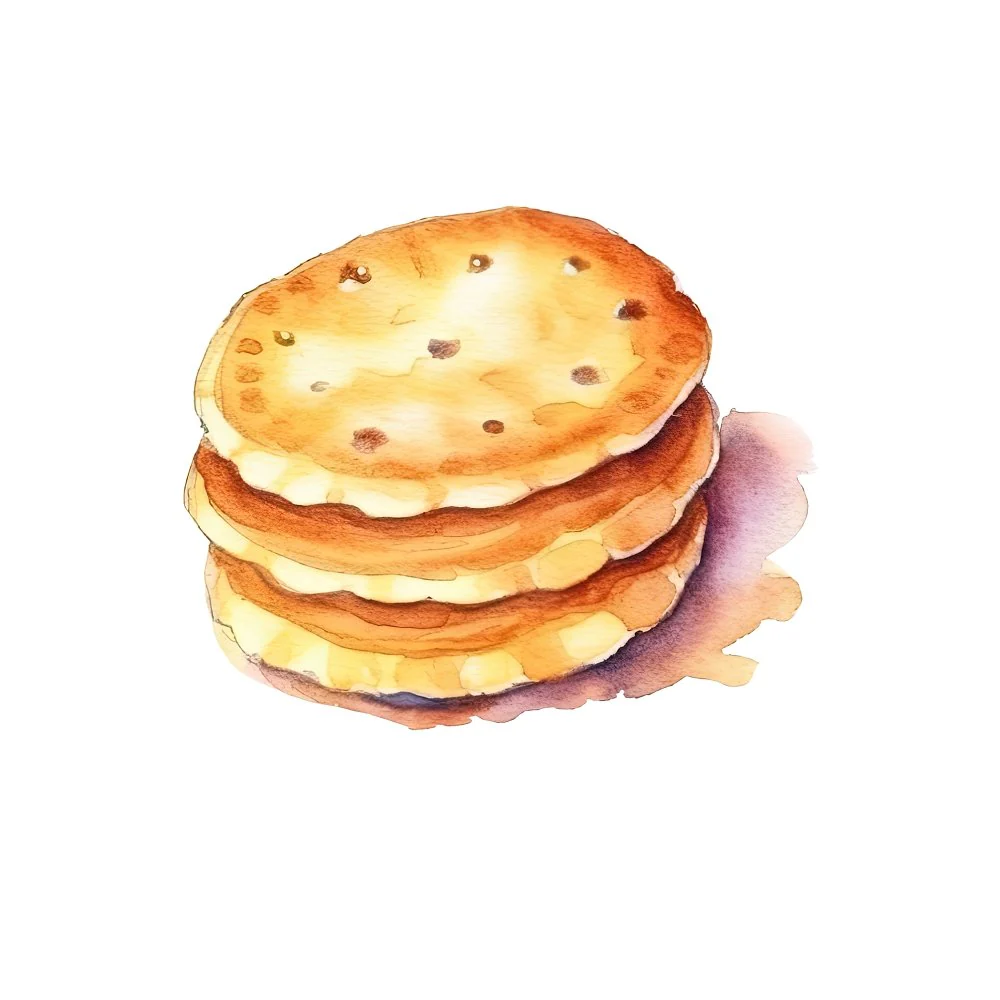 Watercolor Baked Goods Biscuit Fabric Panel