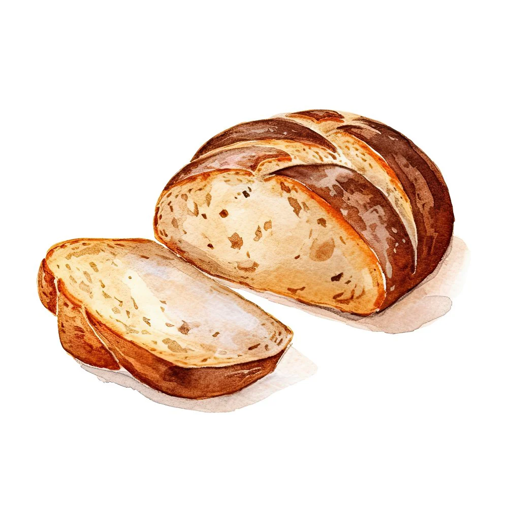 Watercolor Baked Goods Bread Fabric Panel