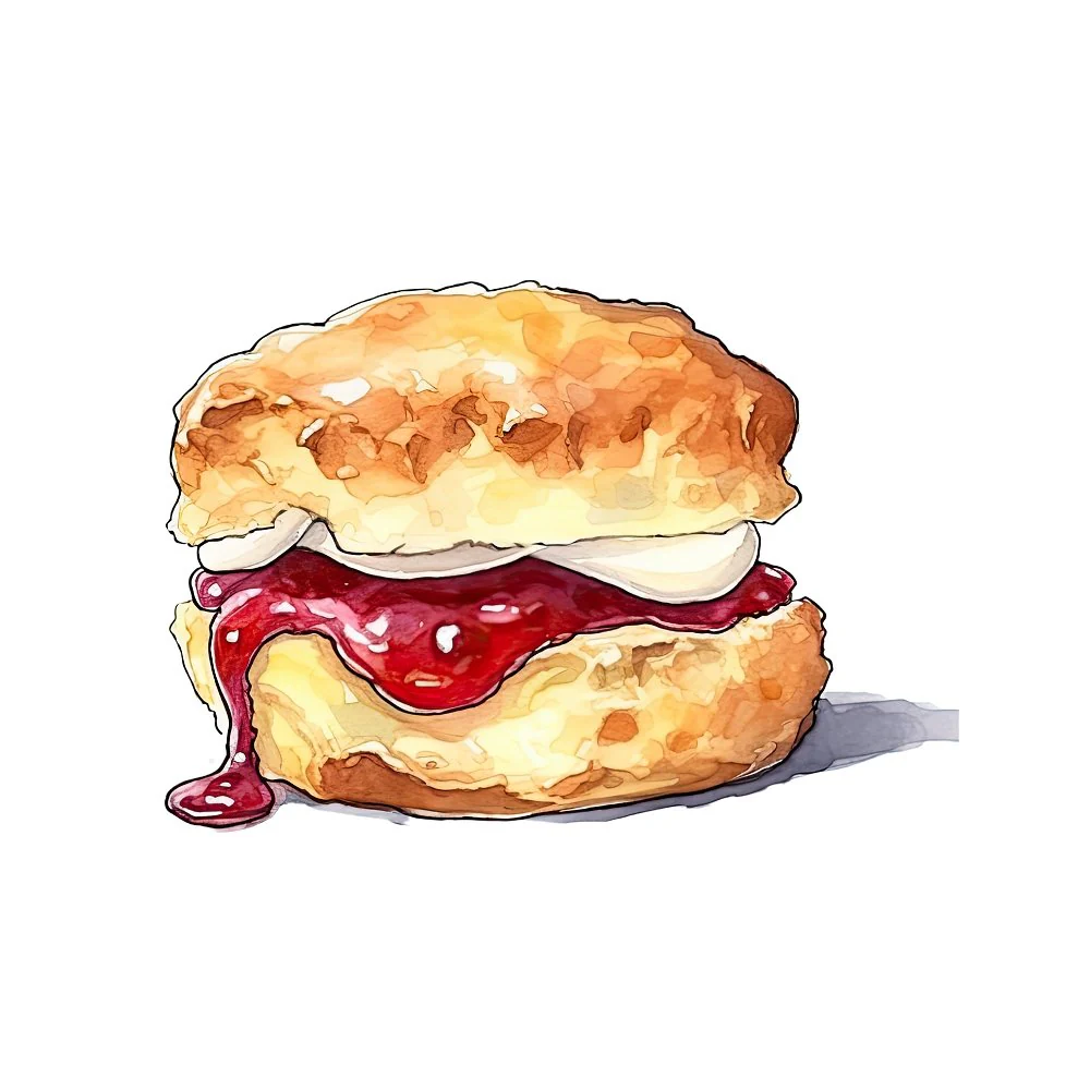Watercolor Baked Goods Scones Fabric Panel