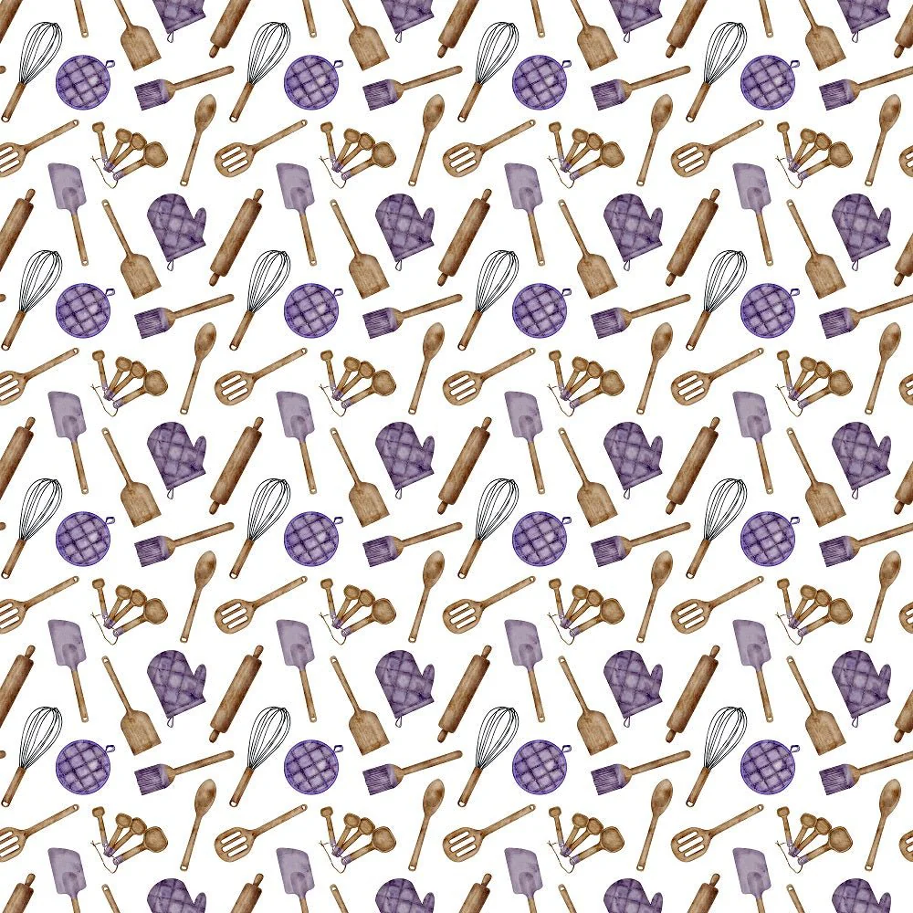 Watercolor Baking Pattern #5 Fabric
