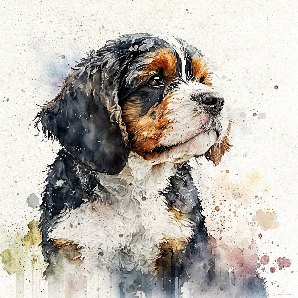 Watercolor Bernese Portrait Fabric Panel