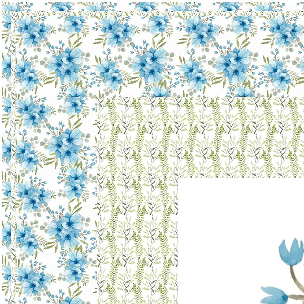 Watercolor Blue Floral Bouquet Wall Hanging/Lap Quilt Kit - 42" x 42" - Image 2