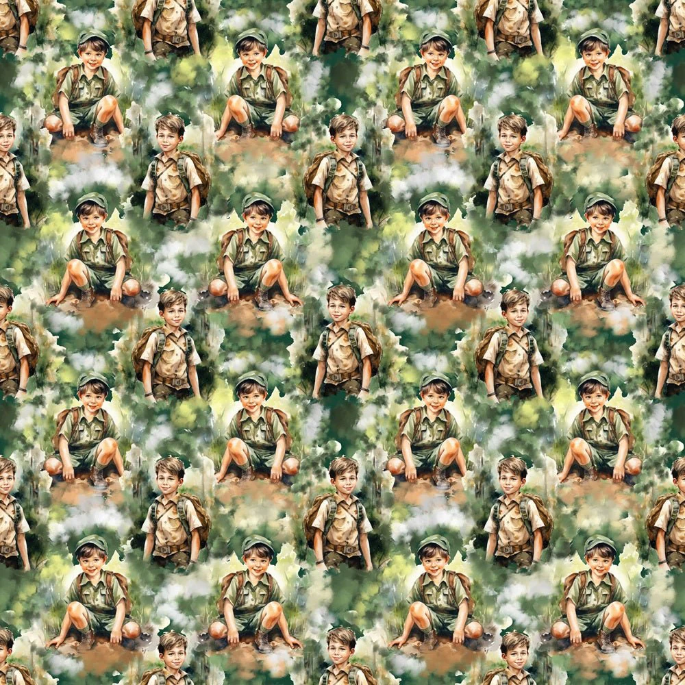 Watercolor Boy Scout Fabric