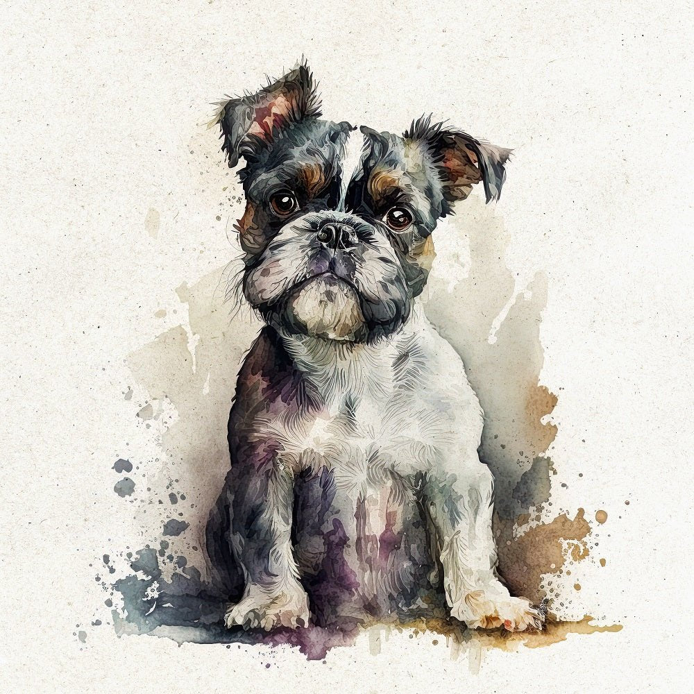 Watercolor Bulldog Portrait Fabric Panel