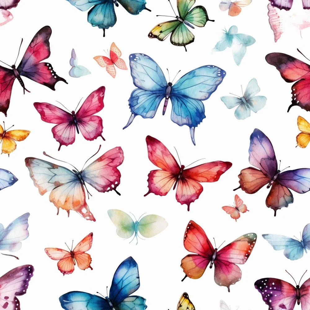 Watercolor Butterflies Pattern #16 Fabric