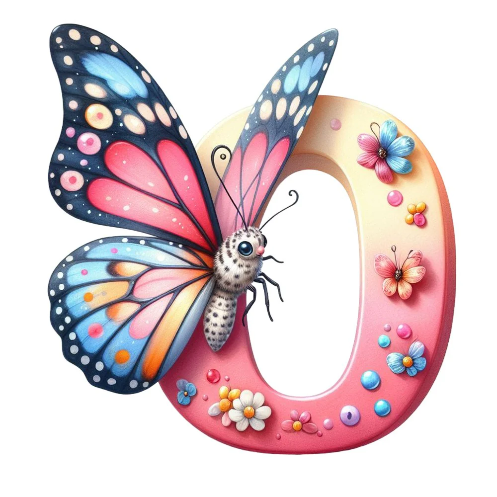 Watercolor Butterfly Letter ''O'' Fabric Panel