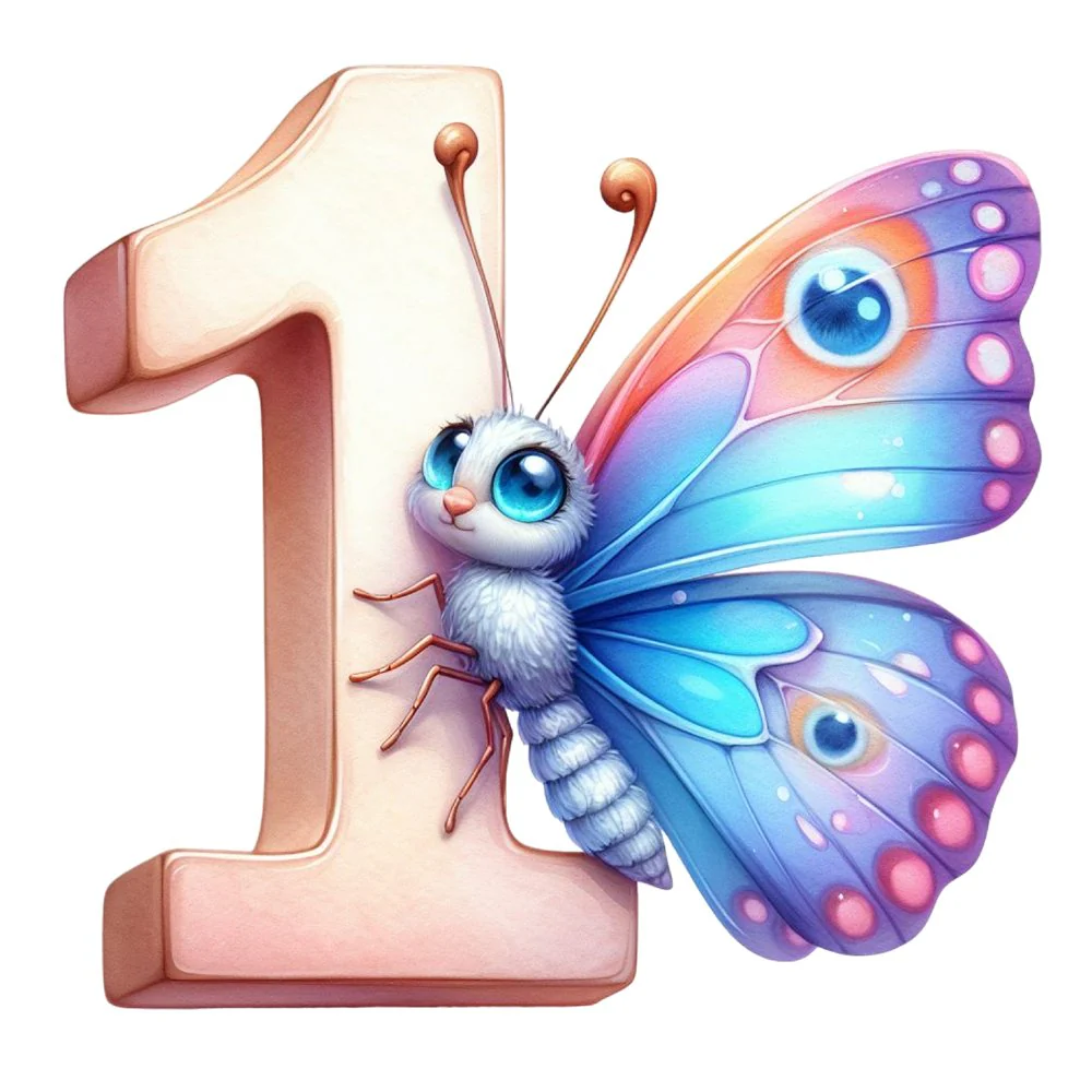 Watercolor Butterfly Number ''1'' Fabric Panel