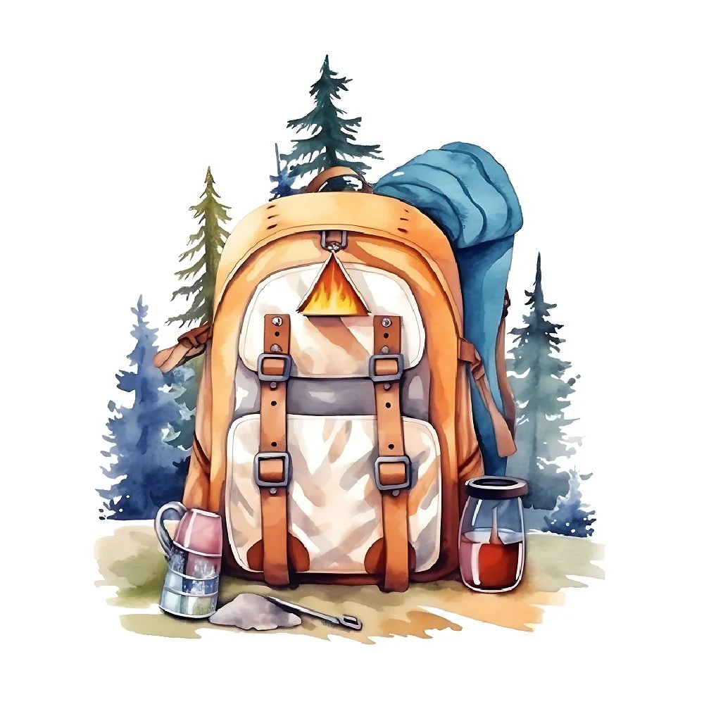 Watercolor Camping #6 Fabric Panel