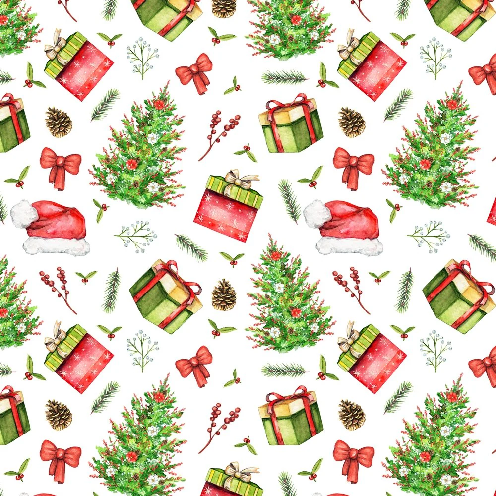 Watercolor Christmas D�cor Fabric - Multi