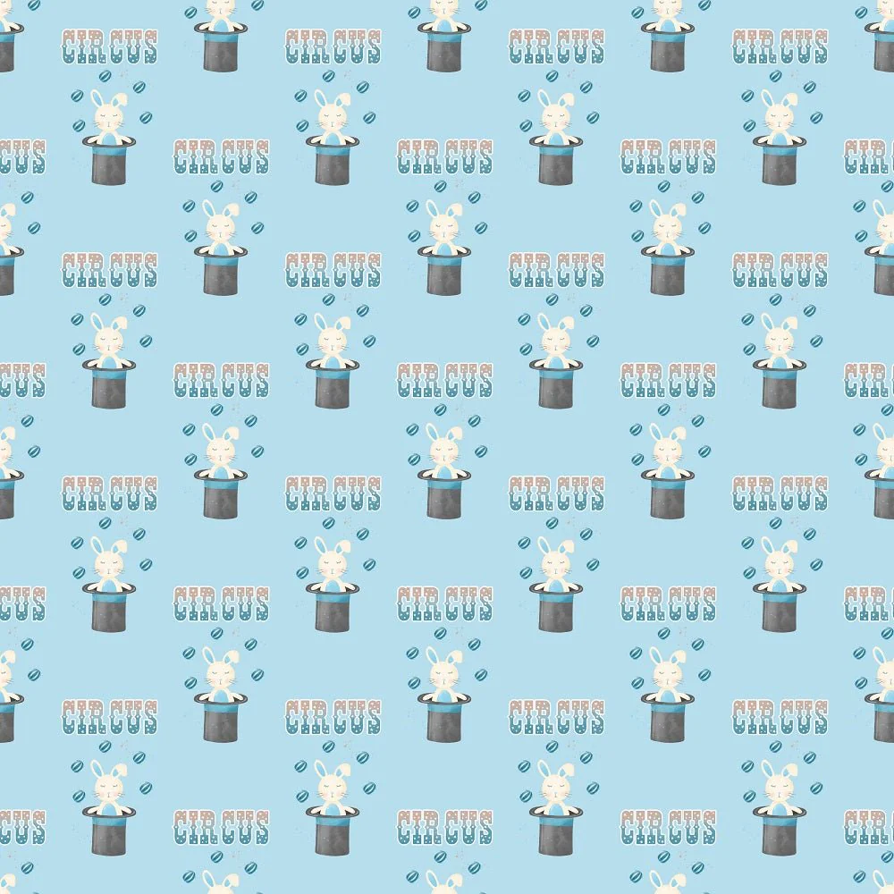 Watercolor Circus Font Fabric - Blue