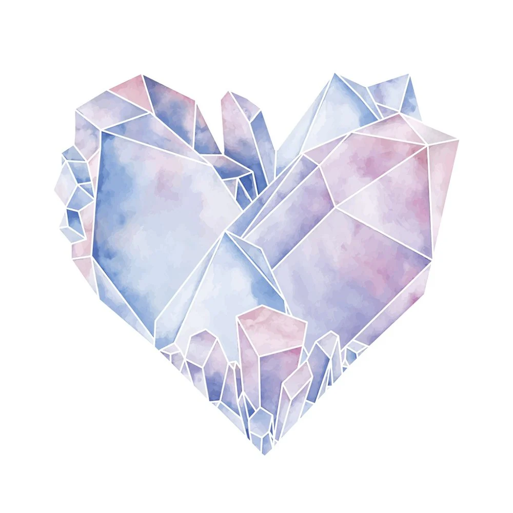 Watercolor Crystalized Heart Fabric Panel Variation 2
