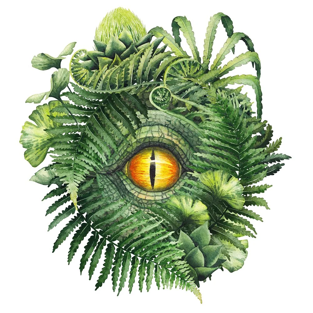 Watercolor Dinosaur Eye Style #2 Fabric Panel