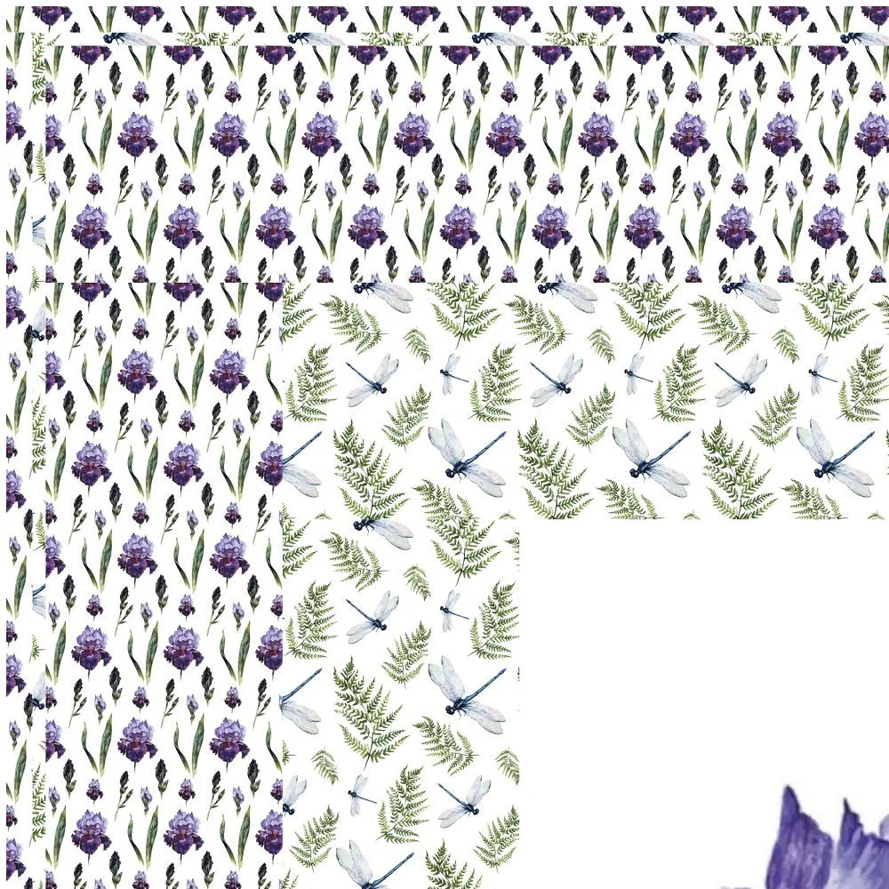 Watercolor Dragonfly and Allover Iris Wall Hanging/Lap Quilt Kit - 42" x 42" - Image 2