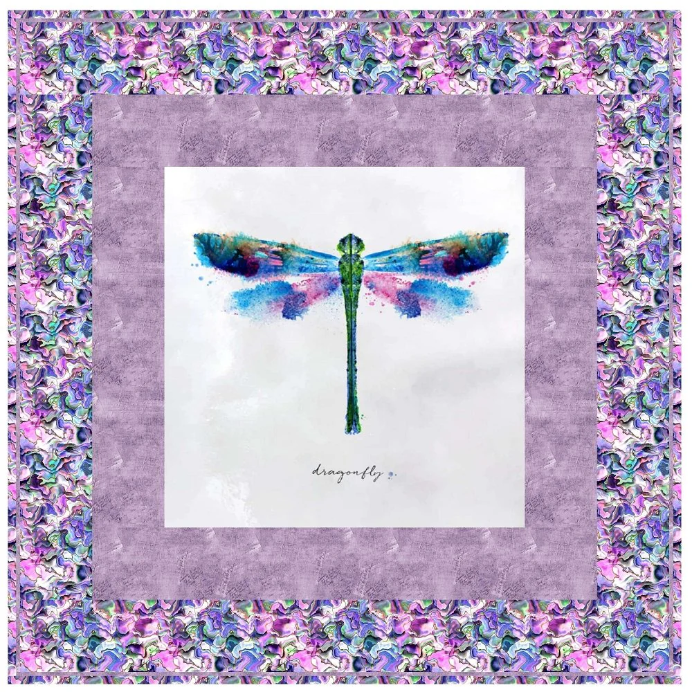 Watercolor Dragonfly Violet Wall Hanging 42" x 42"