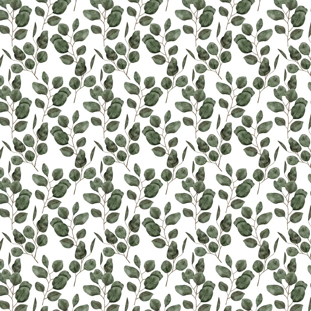Watercolor Eucalyptus Leaf Fabric - Green
