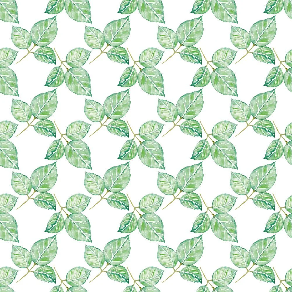 Watercolor Foliage Variation #5 Fabric - White