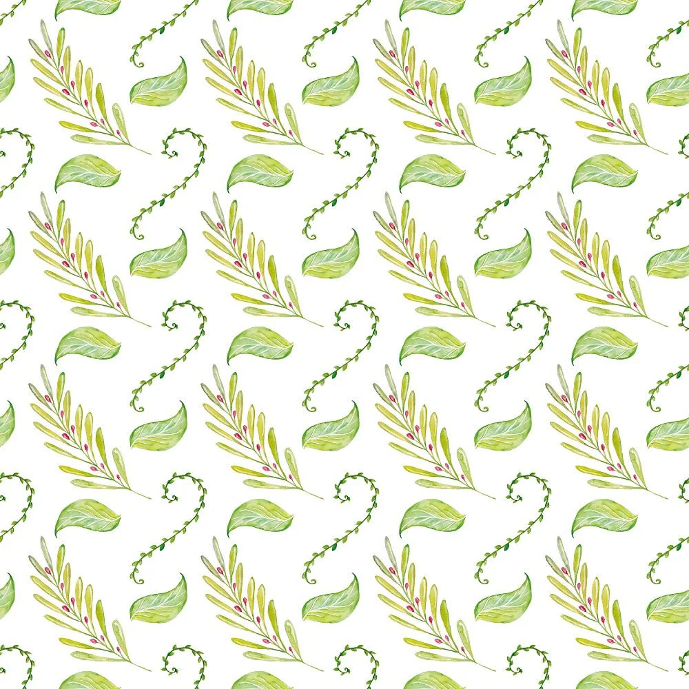 Watercolor Foliage Variation #6 Fabric - White