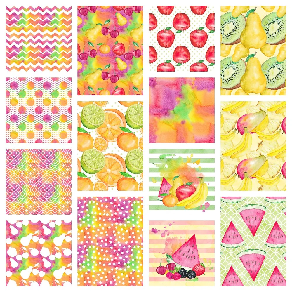 Watercolor Fruit Pack Charm Pack - 14 Pieces