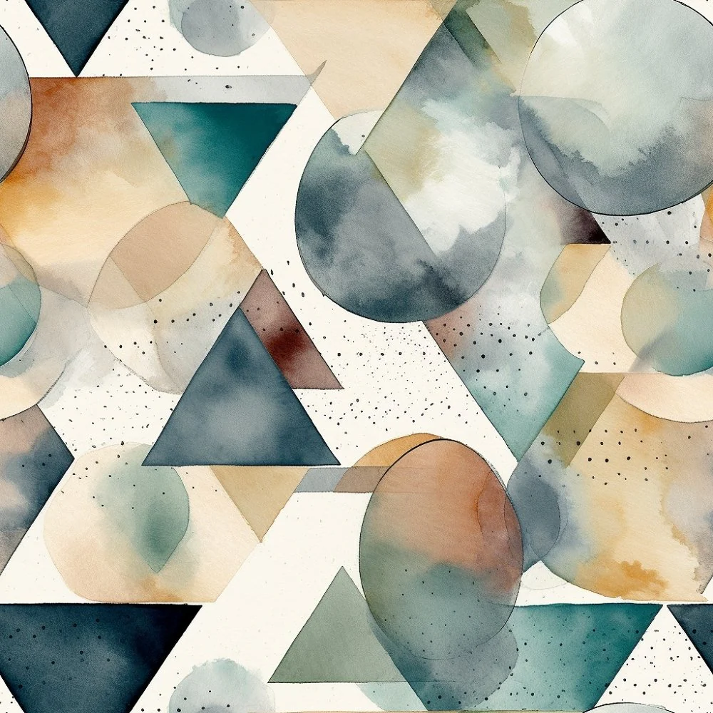 Watercolor Geometry Elegance Pattern #2 Fabric