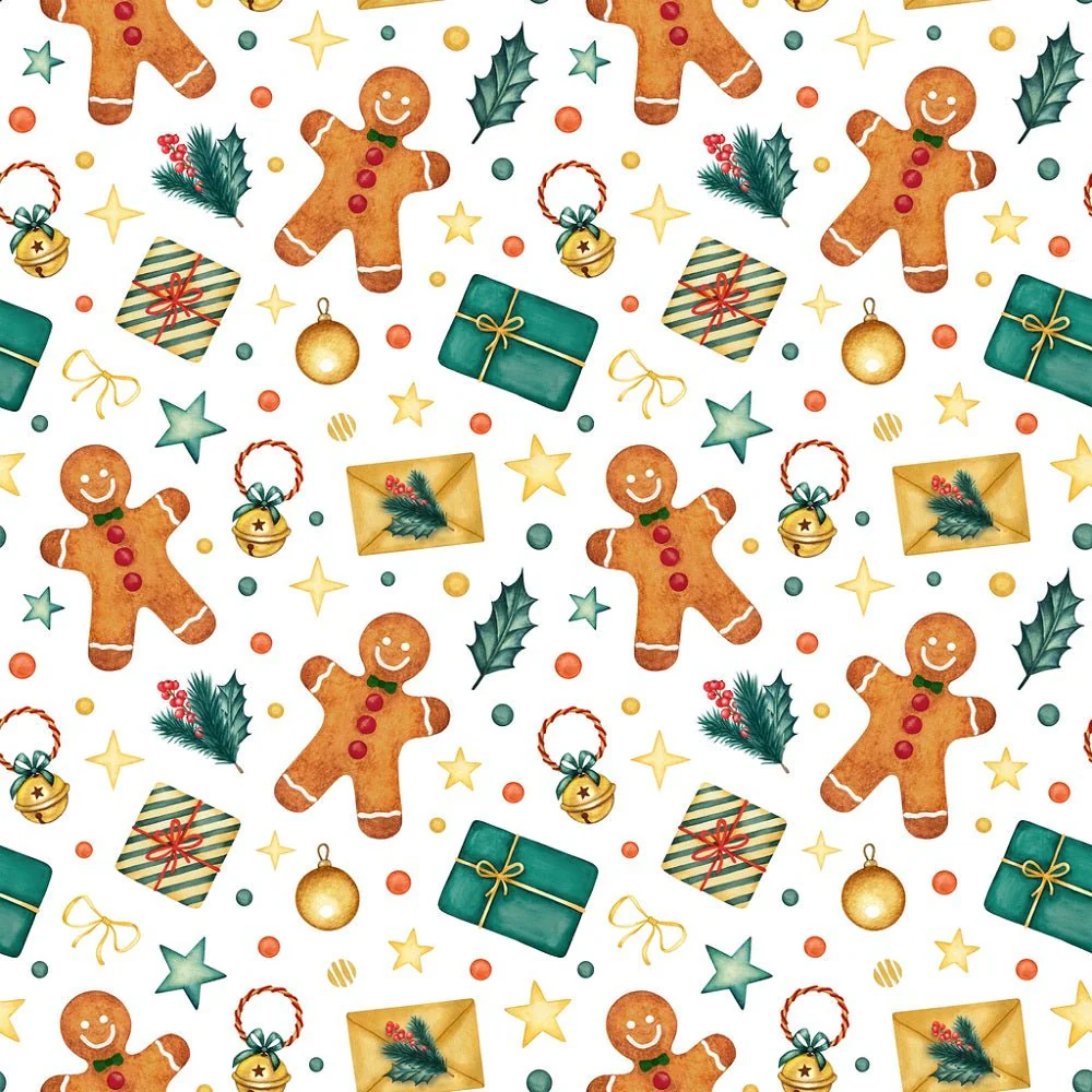 Watercolor Gingerbread Man Fabric