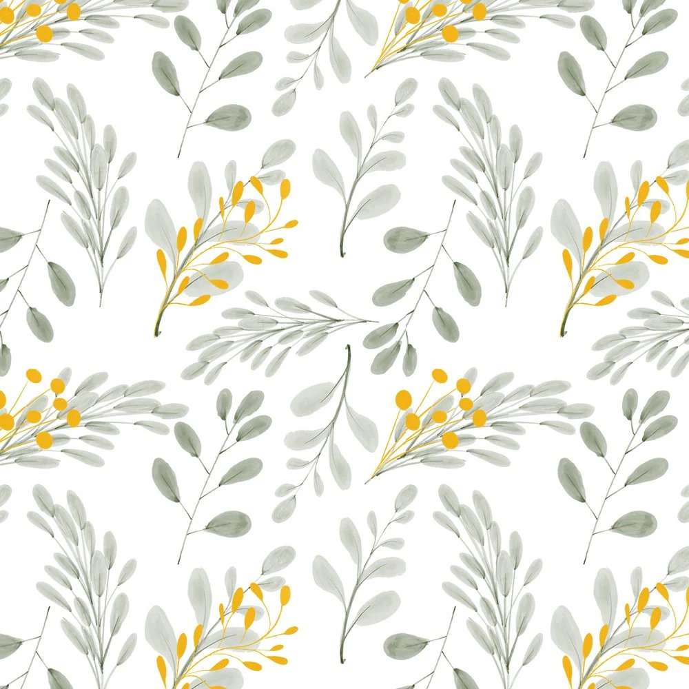 Watercolor Gold Leaf Foliage Fabric - Gray