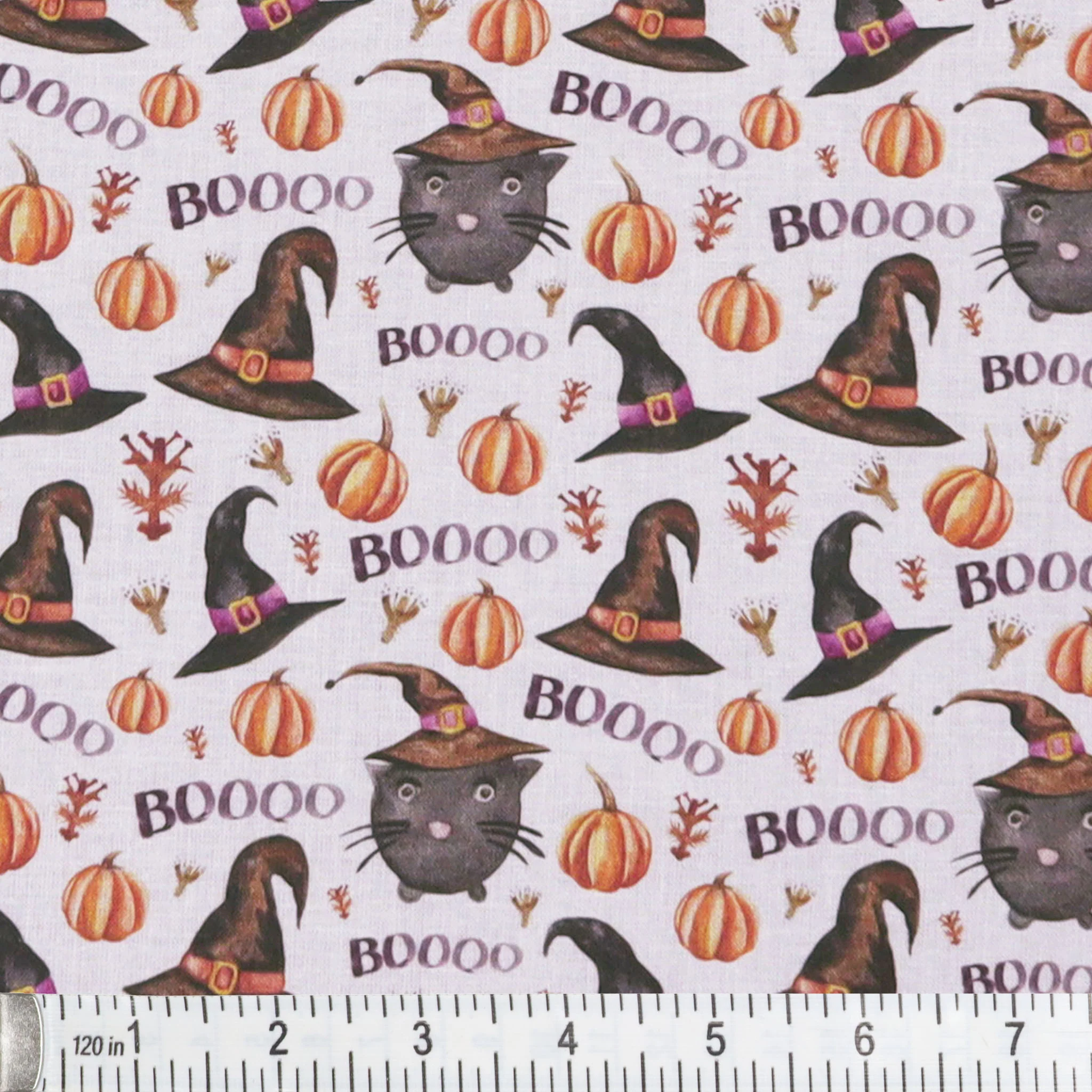 Watercolor Just Say Boo Fabric - White - Image 2
