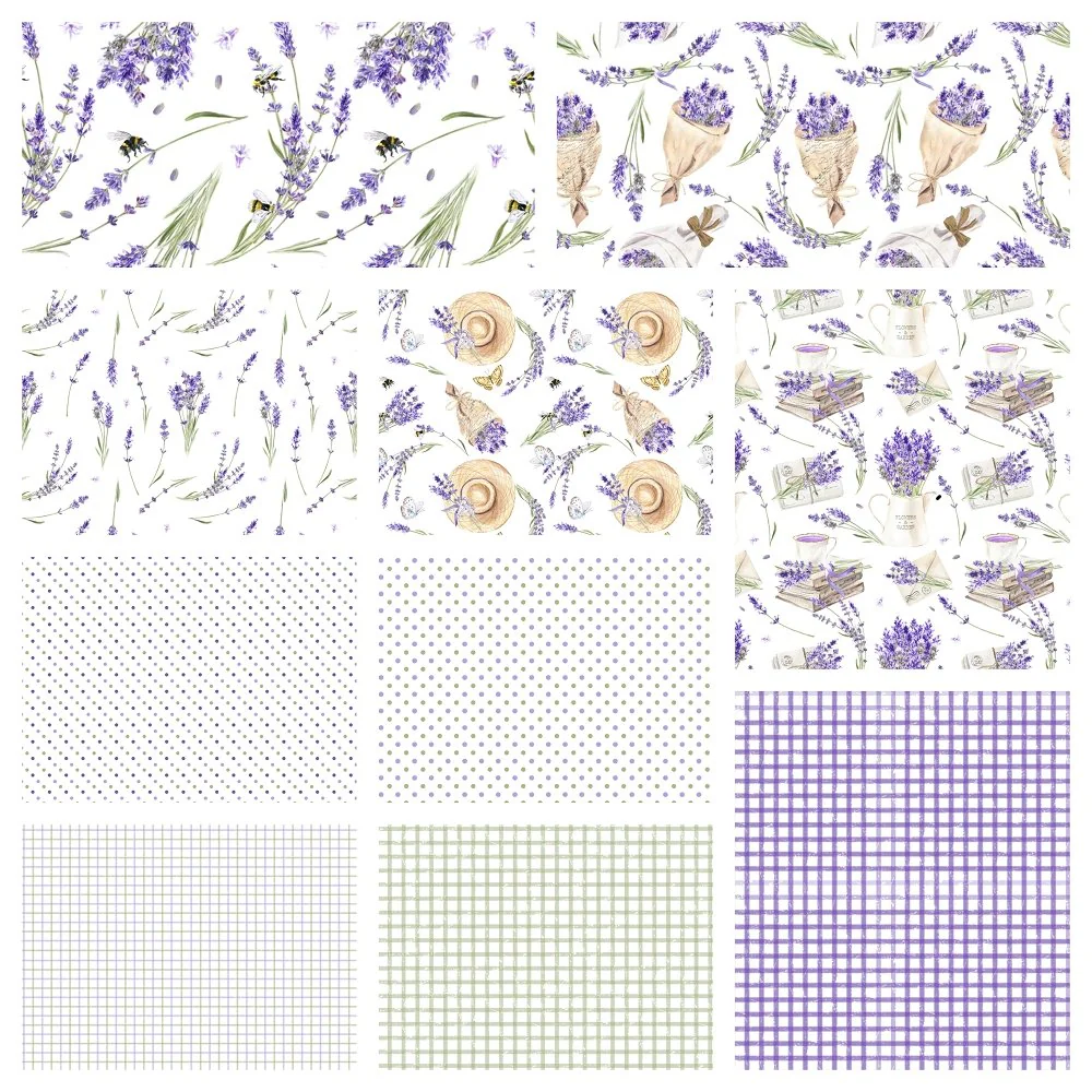Watercolor Lavender Fabric Collection - 1/2 Yard Bundle