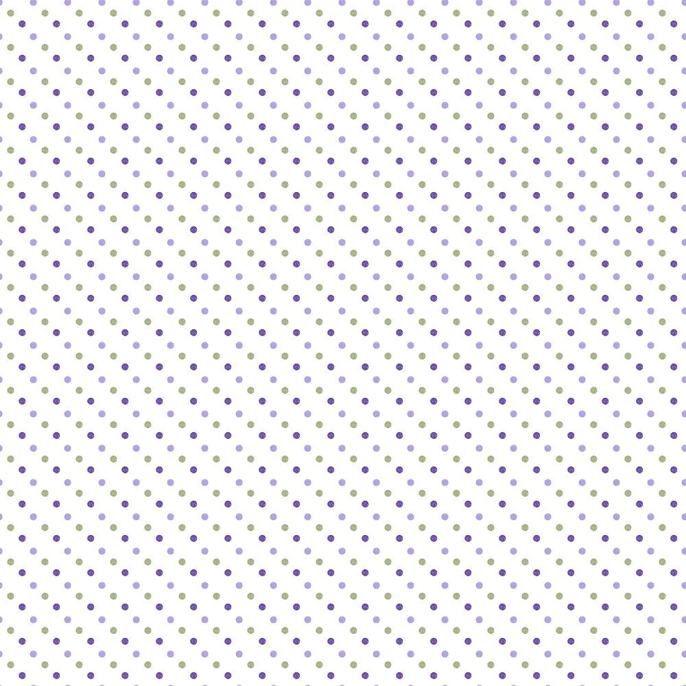 Watercolor Lavender Grunge Green and Purple Dots #2 Fabric