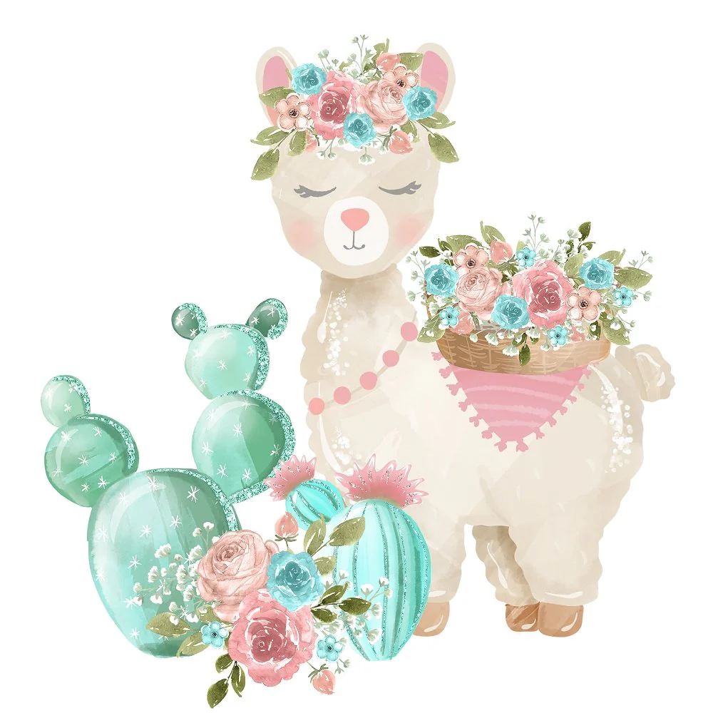 Watercolor Lavish Llama Fabric Panel