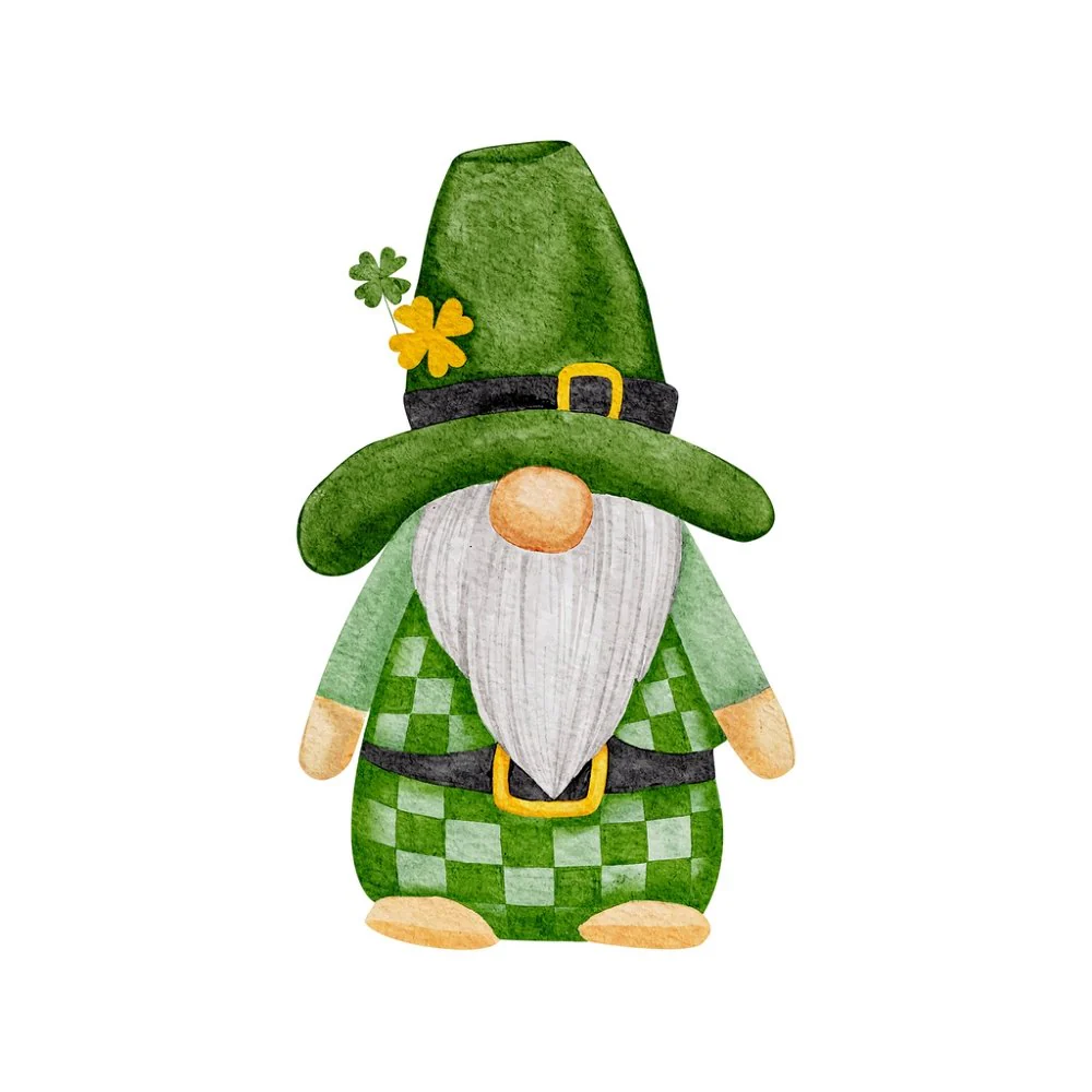 Watercolor Leprechaun Gnome Fabric Panel Variation 1