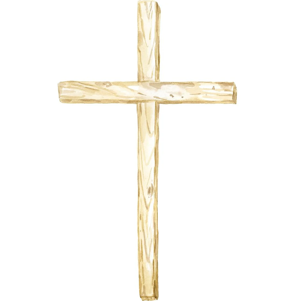 Watercolor Light Wooden Cross Fabric Panel