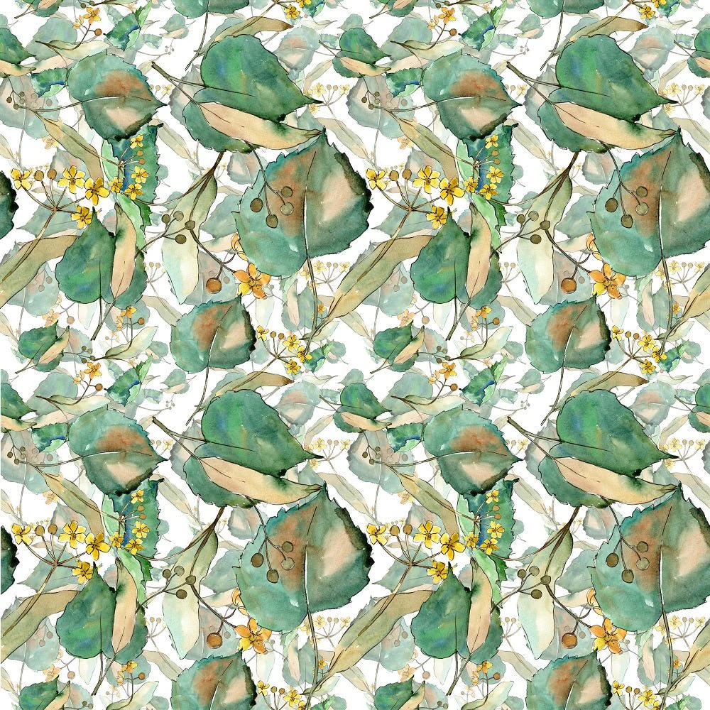 Watercolor Linden Leaves Fabric