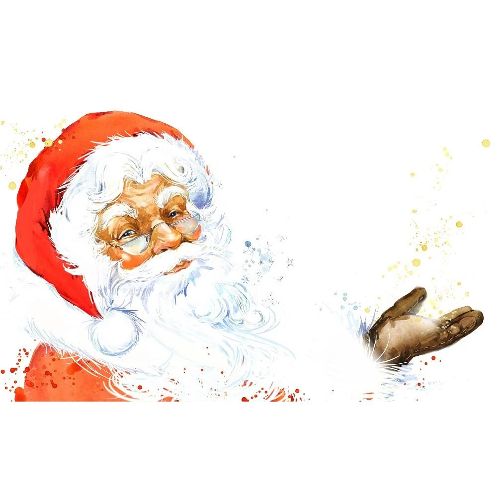 Watercolor Magical Santa Claus Fabric Panel