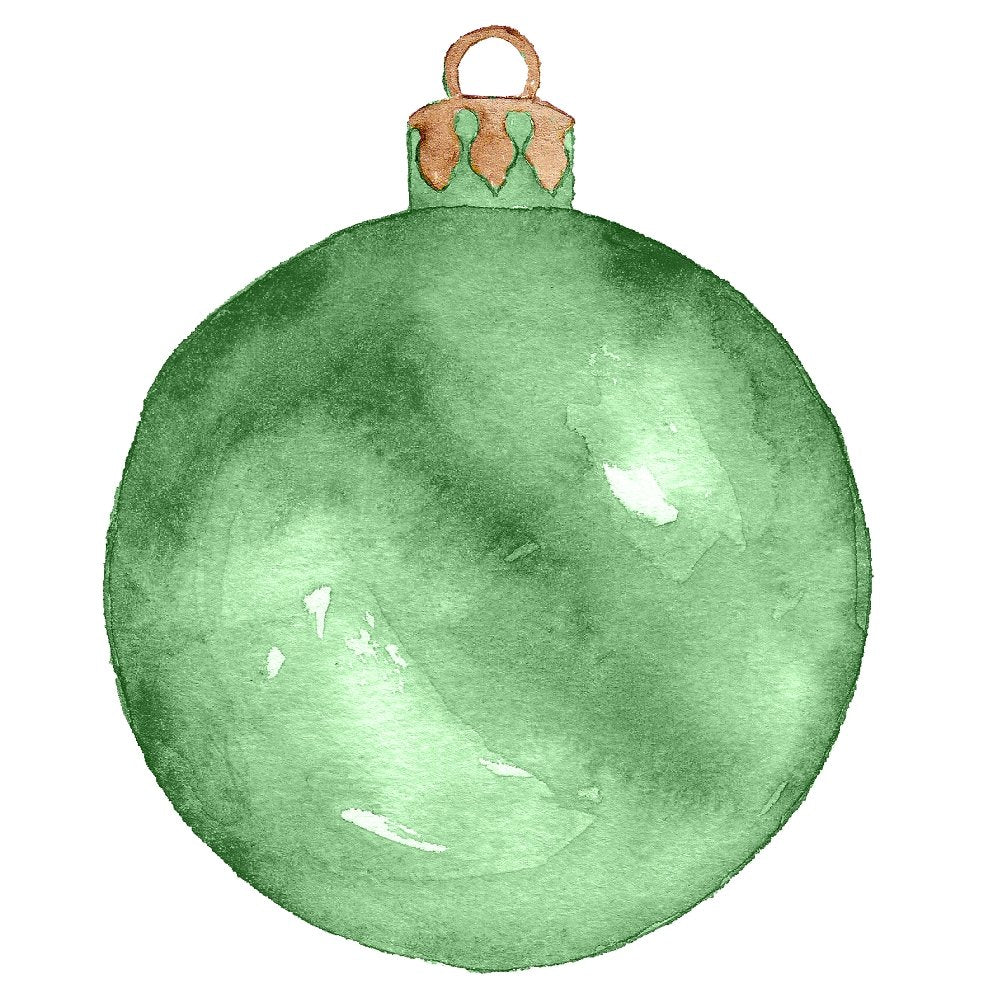Watercolor Ornament Fabric Panel - Green