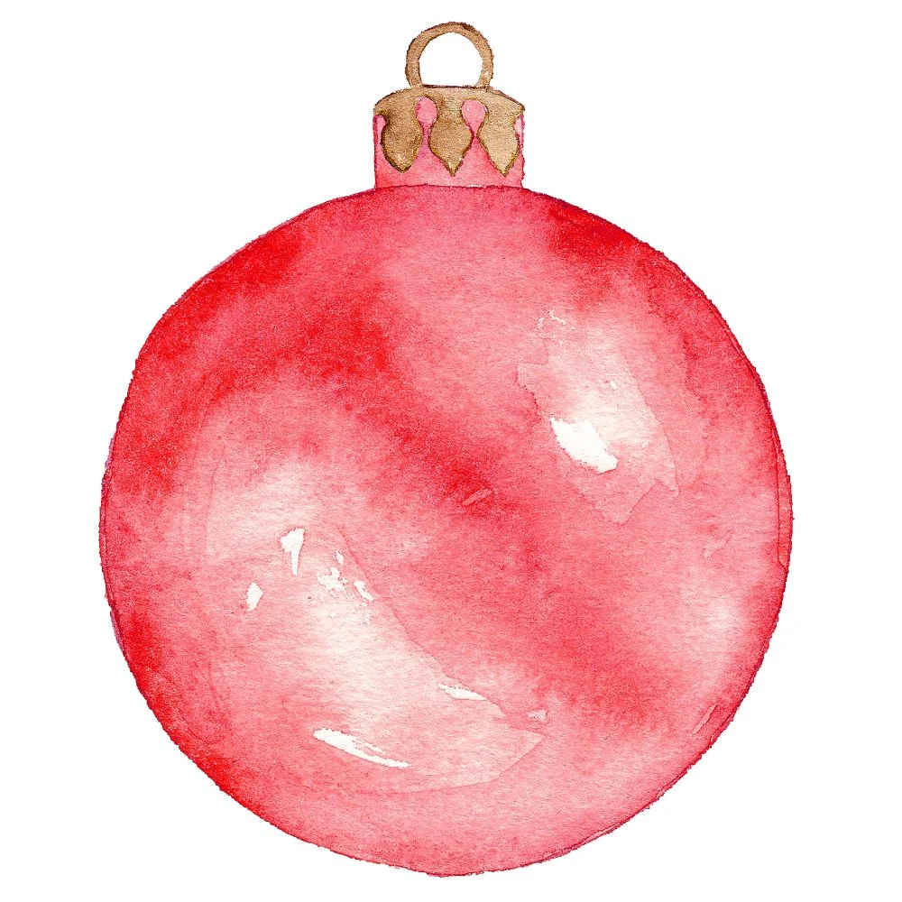 Watercolor Ornament Fabric Panel - Red