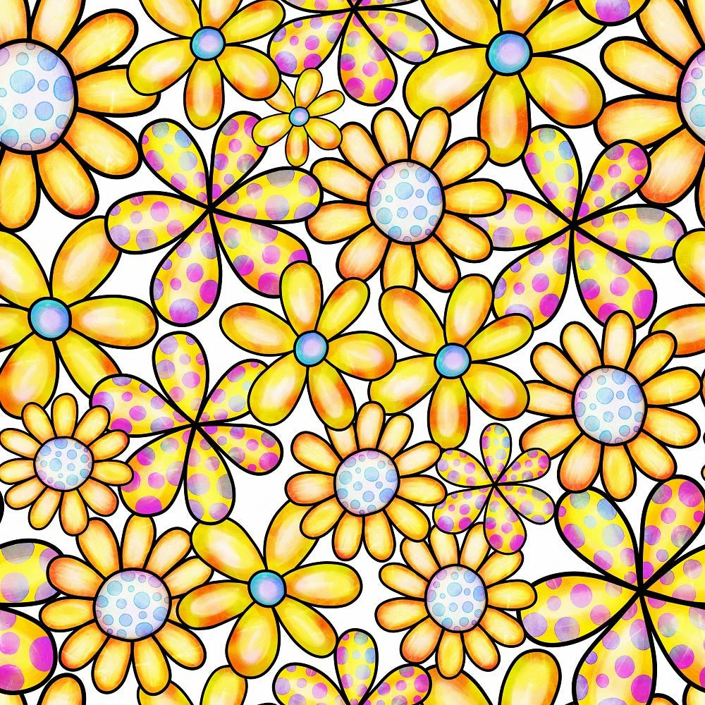 Watercolor Packed Floral Collage #2 Fabric