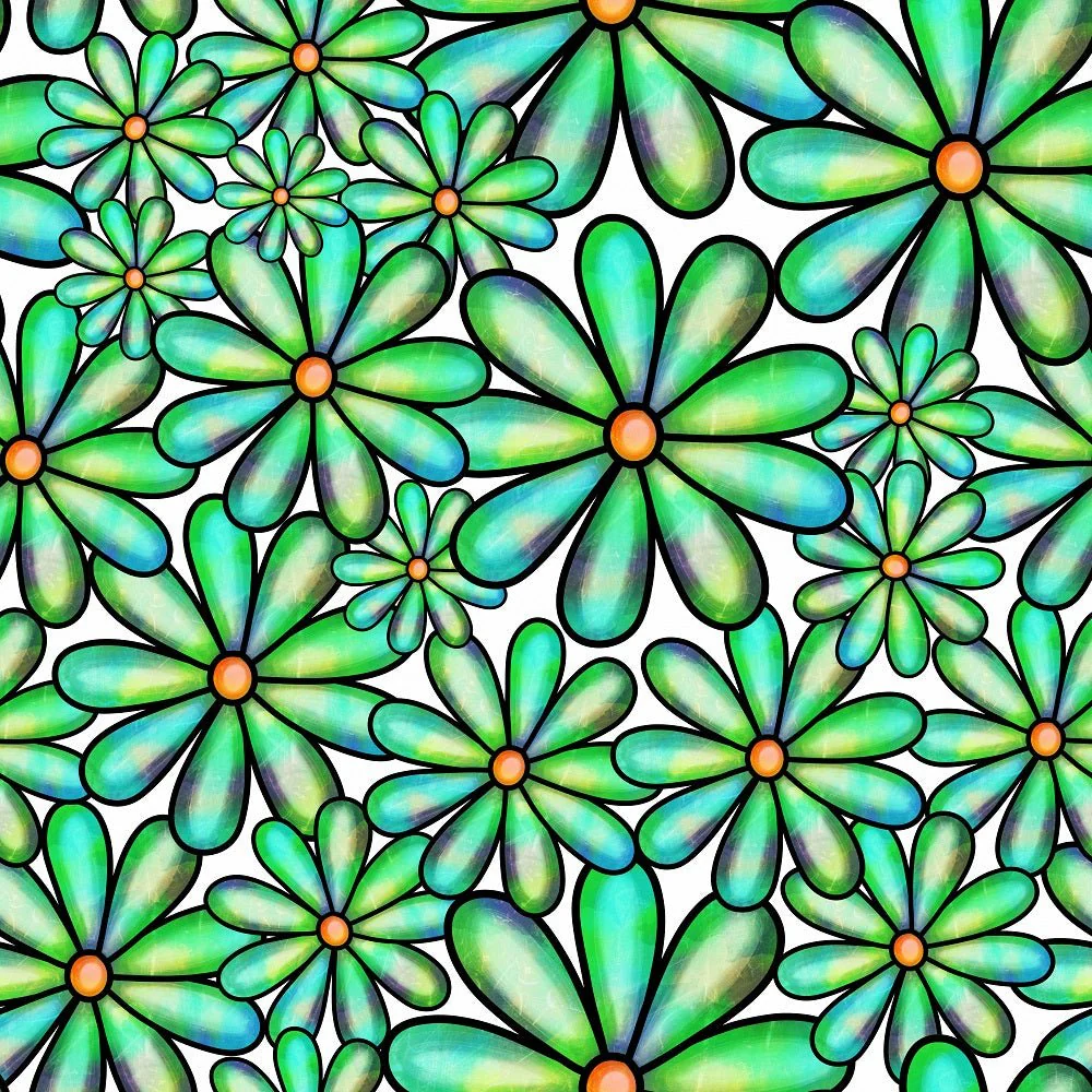 Watercolor Packed Floral Collage #8 Fabric