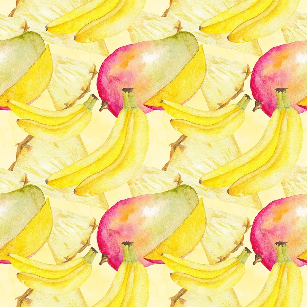 Watercolor Packed Various Fruits Fabric