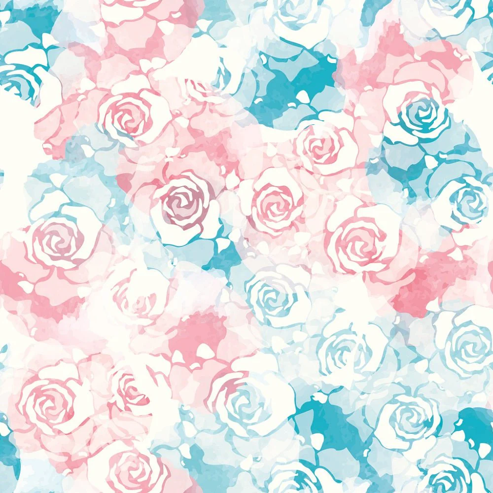 Watercolor Pastel Roses #2 Fabric