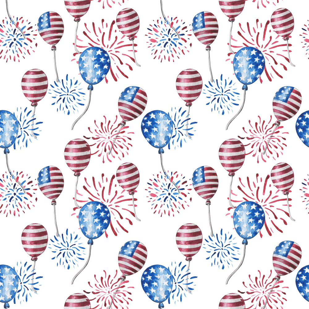 Watercolor Patriotic Balloons Fabric - Variation 2