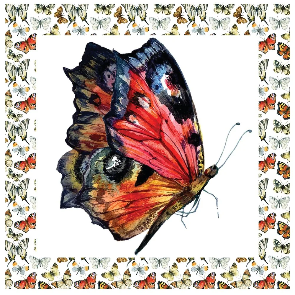 Watercolor Peacock Butterfly Pillow Fabric Panels - Image 3