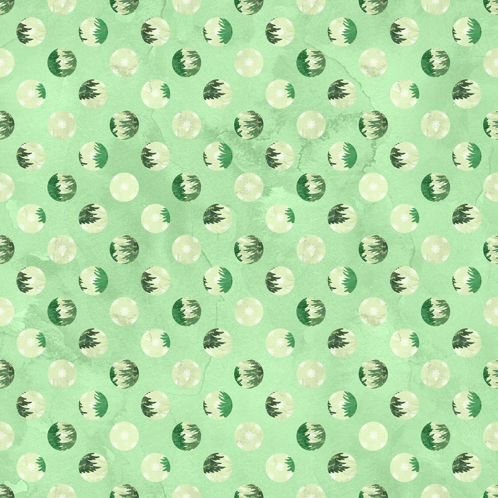 Watercolor Pine Trees Dots Fabric - Green