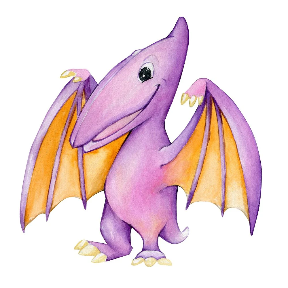 Watercolor Pteranodon Fabric Panel