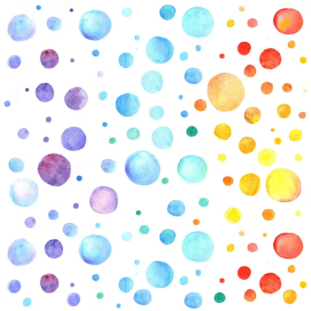 Watercolor Rainbow Circles Fabric