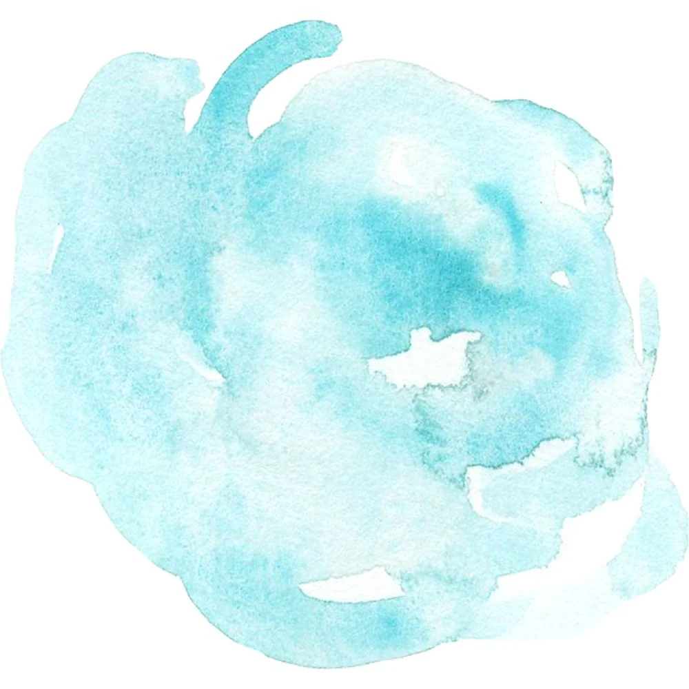 Watercolor Rose Fabric Panel - Blue