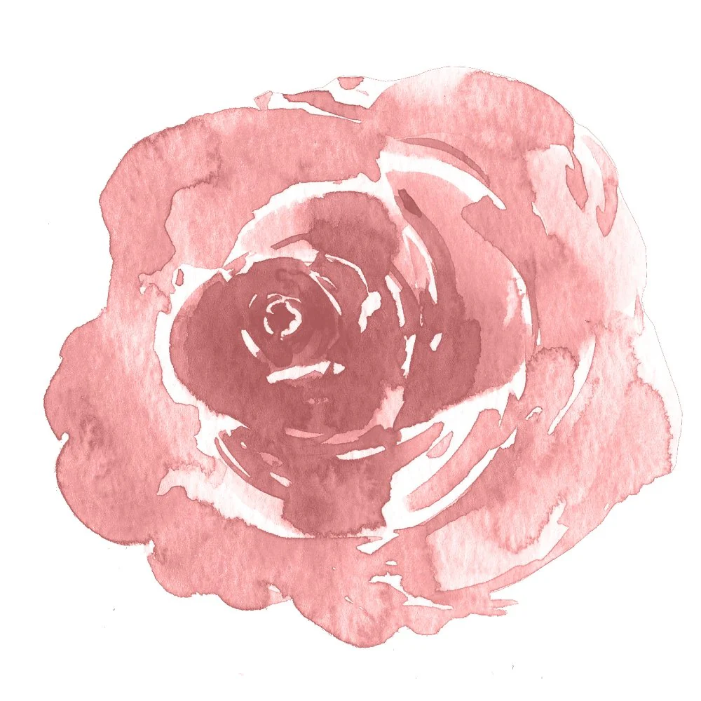 Watercolor Rose Fabric Panel - Pink