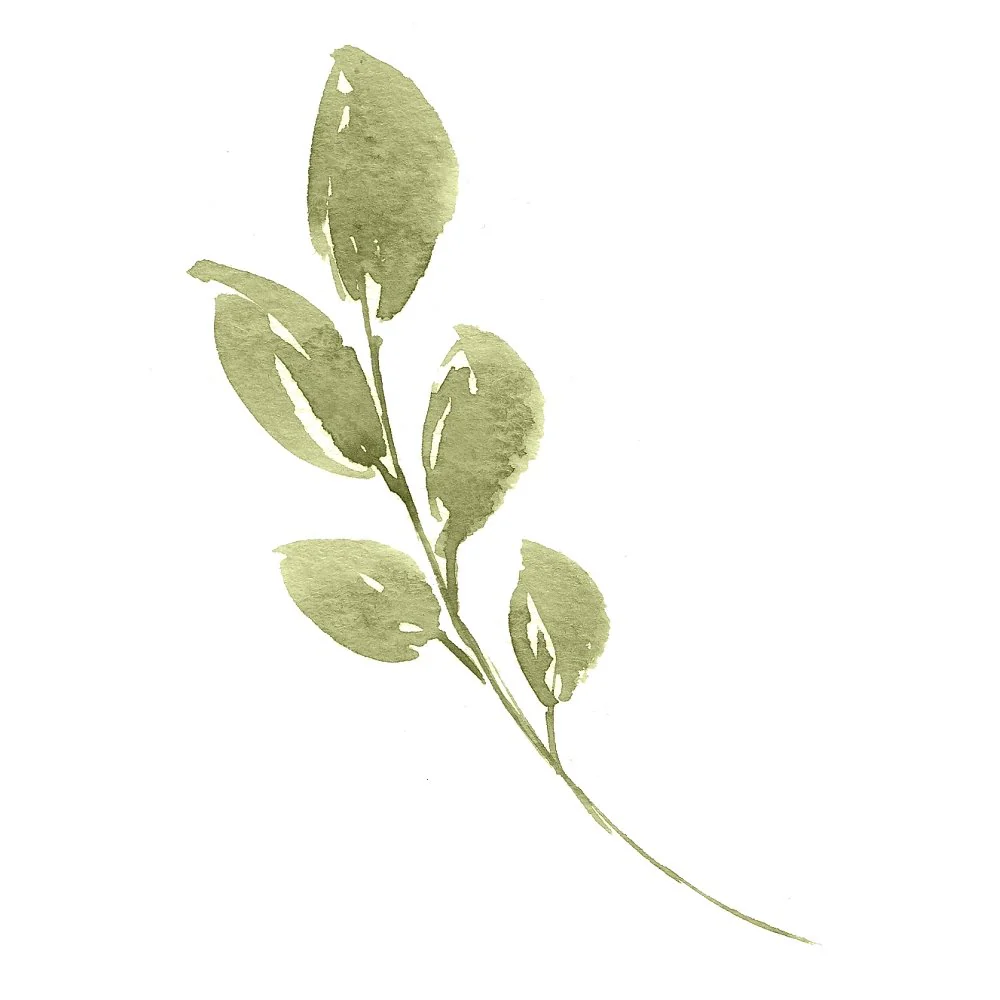 Watercolor Rose Leaf Fabric Panel - Light Green
