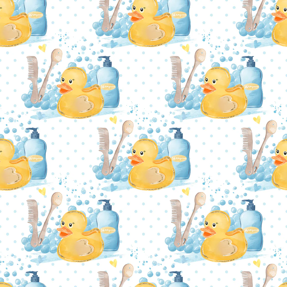 Watercolor Rubber Ducks #1 Fabric - White