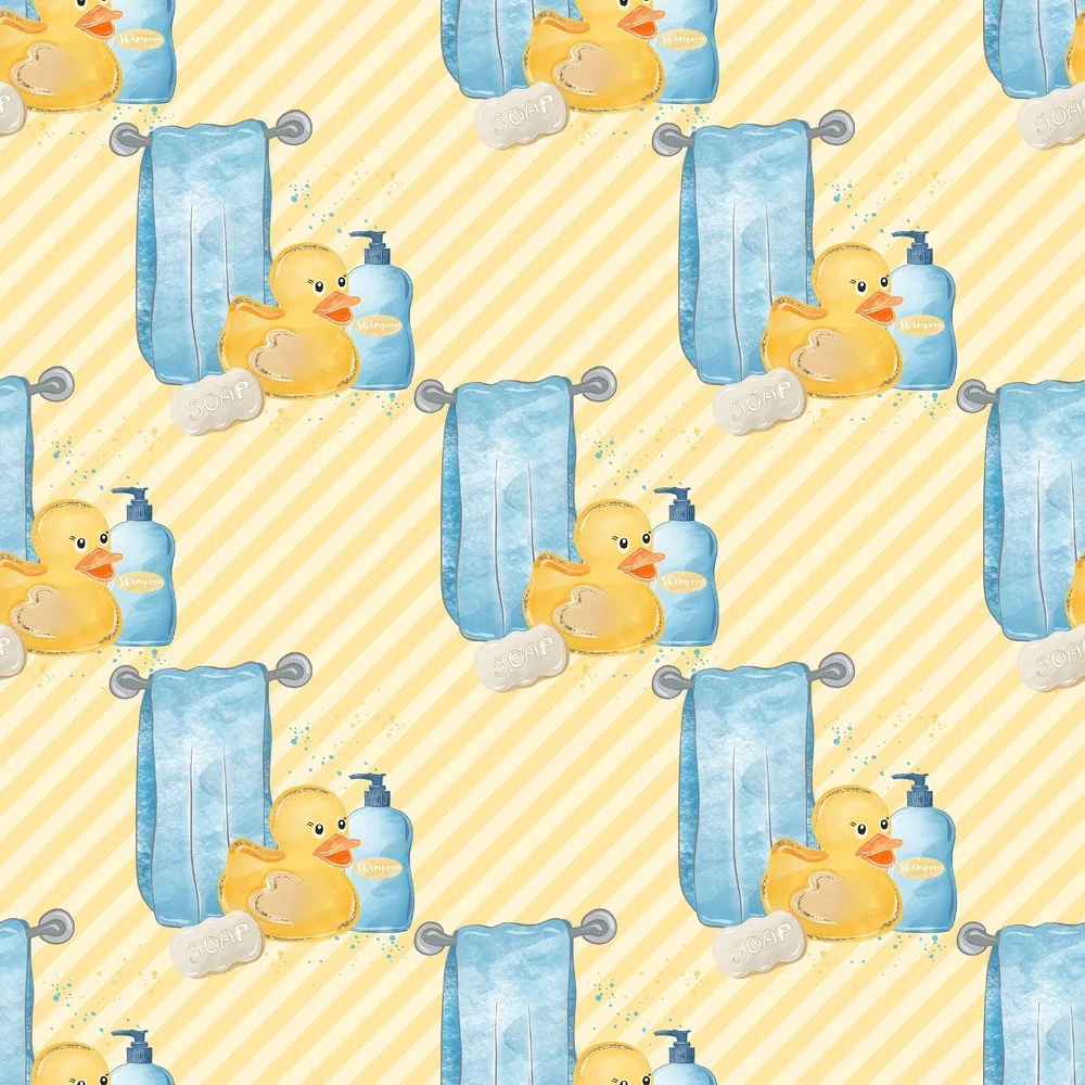 Watercolor Rubber Ducks #3 Fabric - Yellow